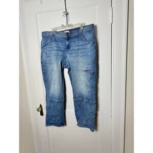 Up West Medium Wash Blue Denim Jogger Cargo Elastic Jeans Women's Size XL